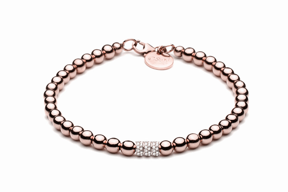 ALAIA  - Kugelarmband mit Glitzerelementen - Elastisch oder mit Verschluss - 4mm - 14k Gold/ Roségold filled