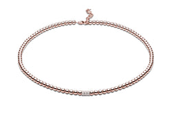 ALAIA CHOKER - Kugelkette mit Glitzerelementen - 4mm - 14k Gold/ Roségold filled