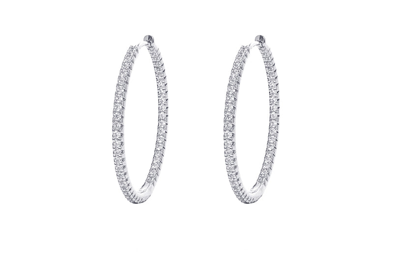 ALEA 2in1 - DIAMOND INSIDE OUTSIDE HOOPS - 925 Silber rhodiniert