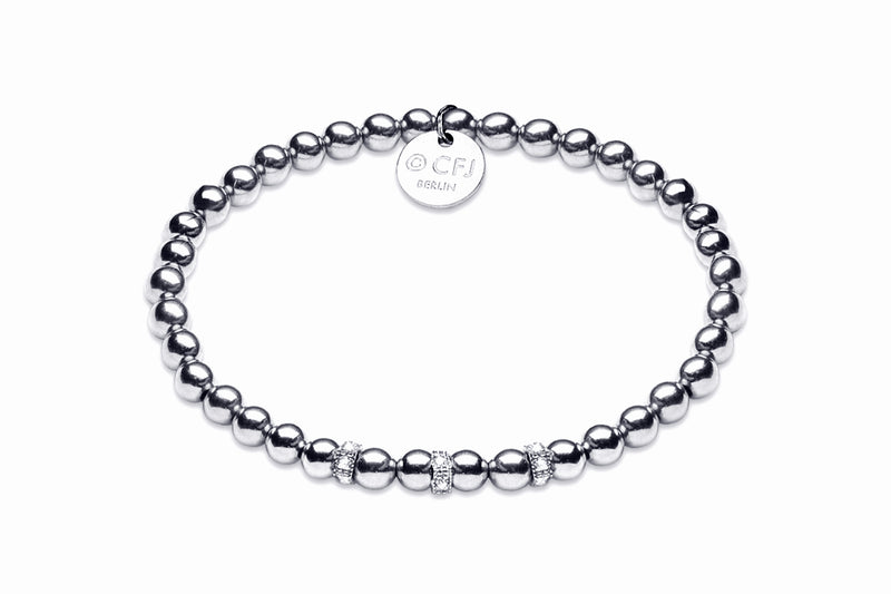 IZZARA MINI  - Kugelarmband mit Glitzerelementen - Elastisch oder mit Verschluss - 4mm - 925 Silber