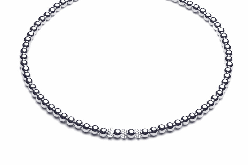 ZIVA CHOKER  - Kugelkette mit grossen Glitzerelementen - 5mm -  925 Silber