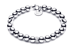 ZIVA MAXI - Kugelarmband mit Glitzerelementen - Elastisch oder mit Verschluss - 8mm - 925 Silber