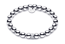 ZIVA MAXI - Kugelarmband mit Glitzerelementen - Elastisch oder mit Verschluss - 8mm - 925 Silber