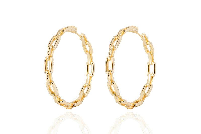 DAYA 2in1  - The BIG  INSIDE / OUTSIDE Chain Hoops - GOLD