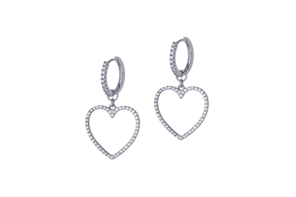 THE FULL DIAMOND HEART HOOPS - SILBER